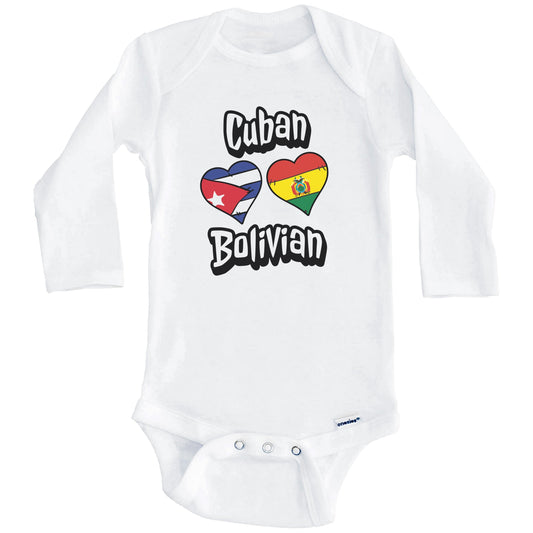 Cuban Bolivian Flag Heart Combo Cuba Bolivia Baby Bodysuit (Long Sleeves)