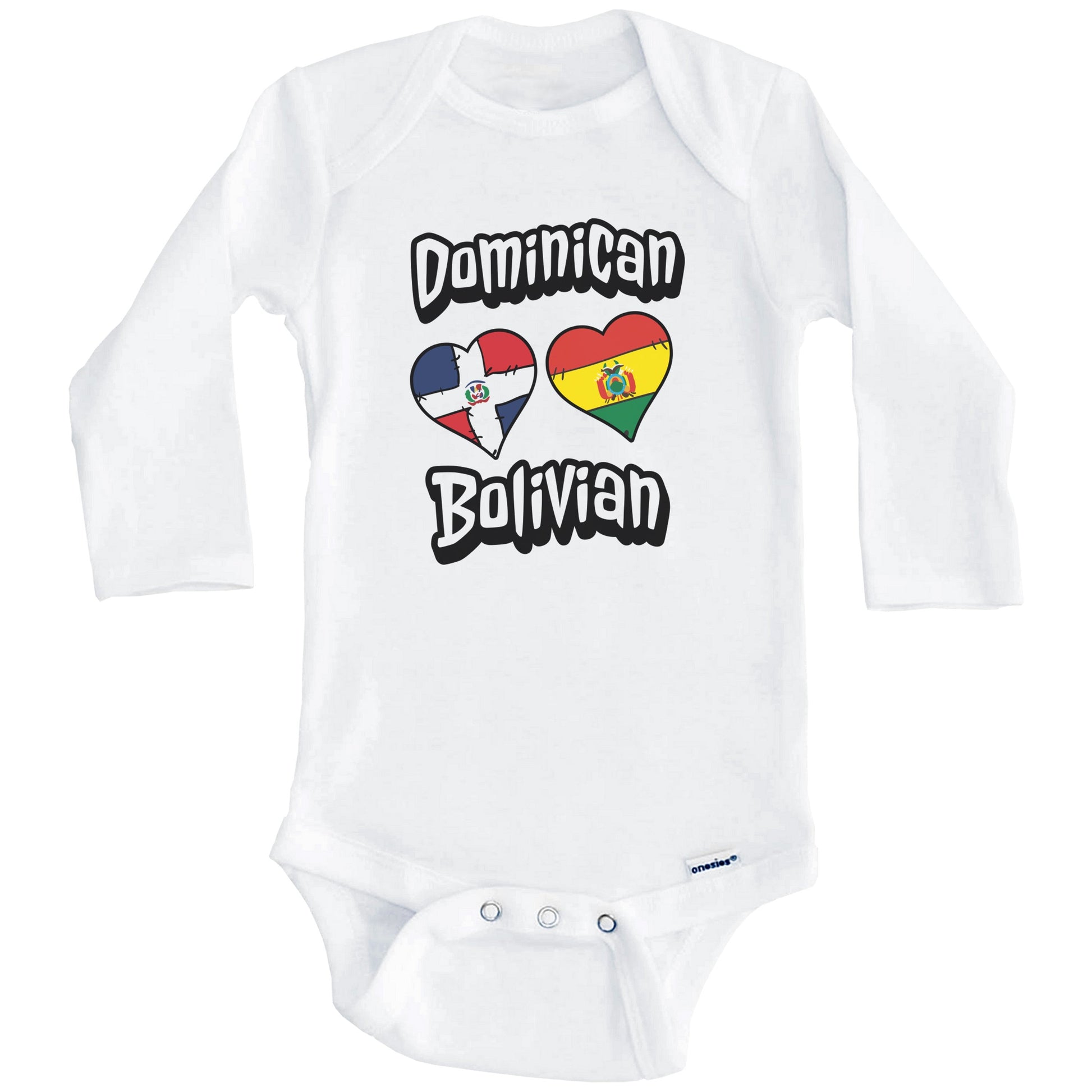 Dominican Bolivian Flag Hearts Dominican Republic Bolivia Baby Bodysuit (Long Sleeves)