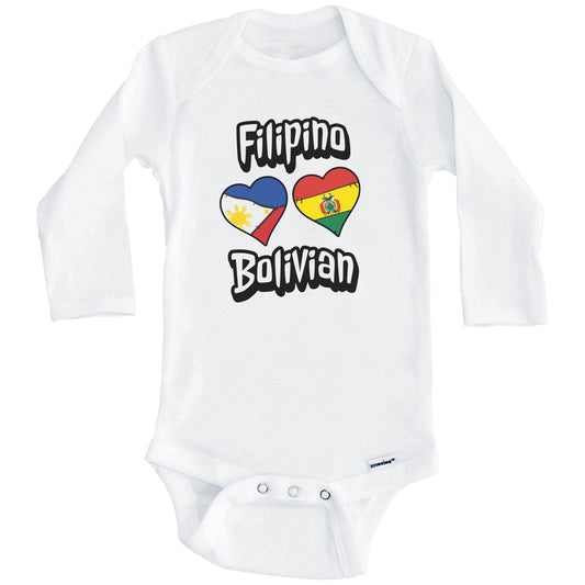 Filipino Bolivian Flag Heart Combo Philippines Bolivia Baby Bodysuit (Long Sleeves)