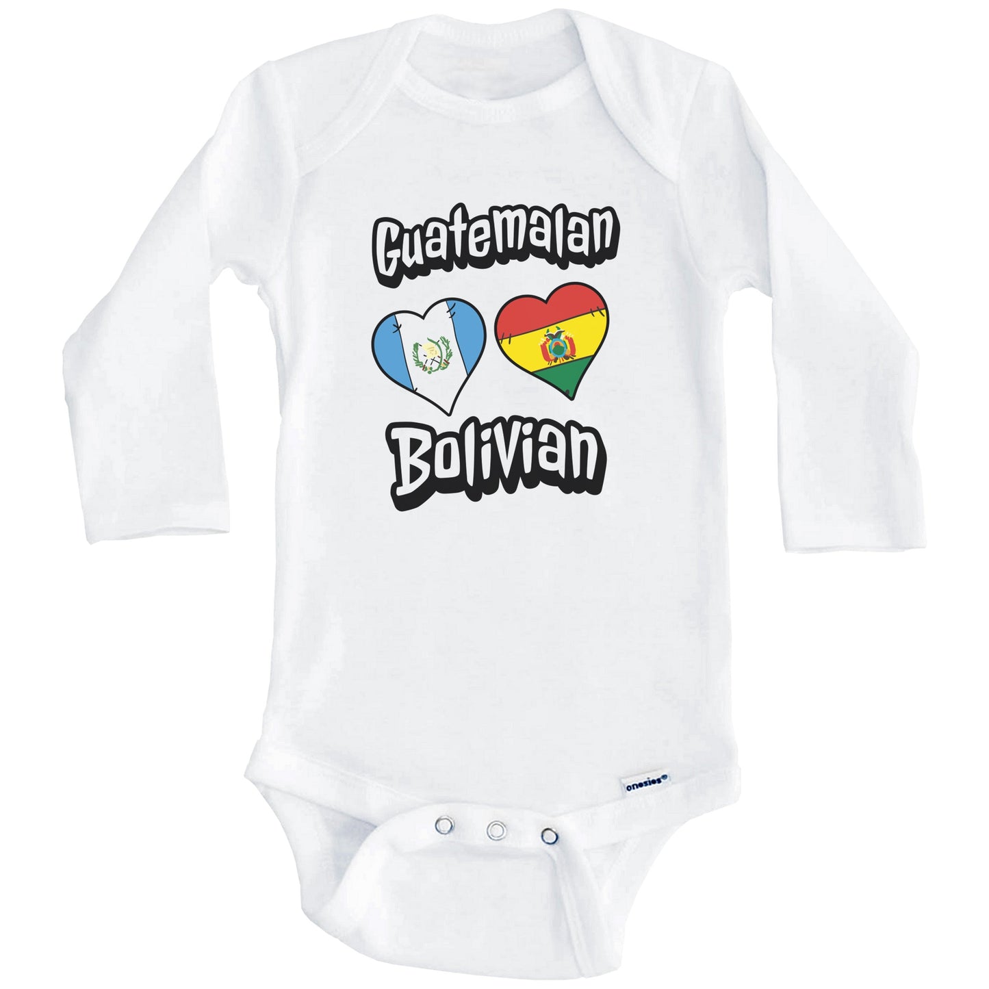 Guatemalan Bolivian Flag Heart Combo Guatemala Bolivia Baby Bodysuit (Long Sleeves)
