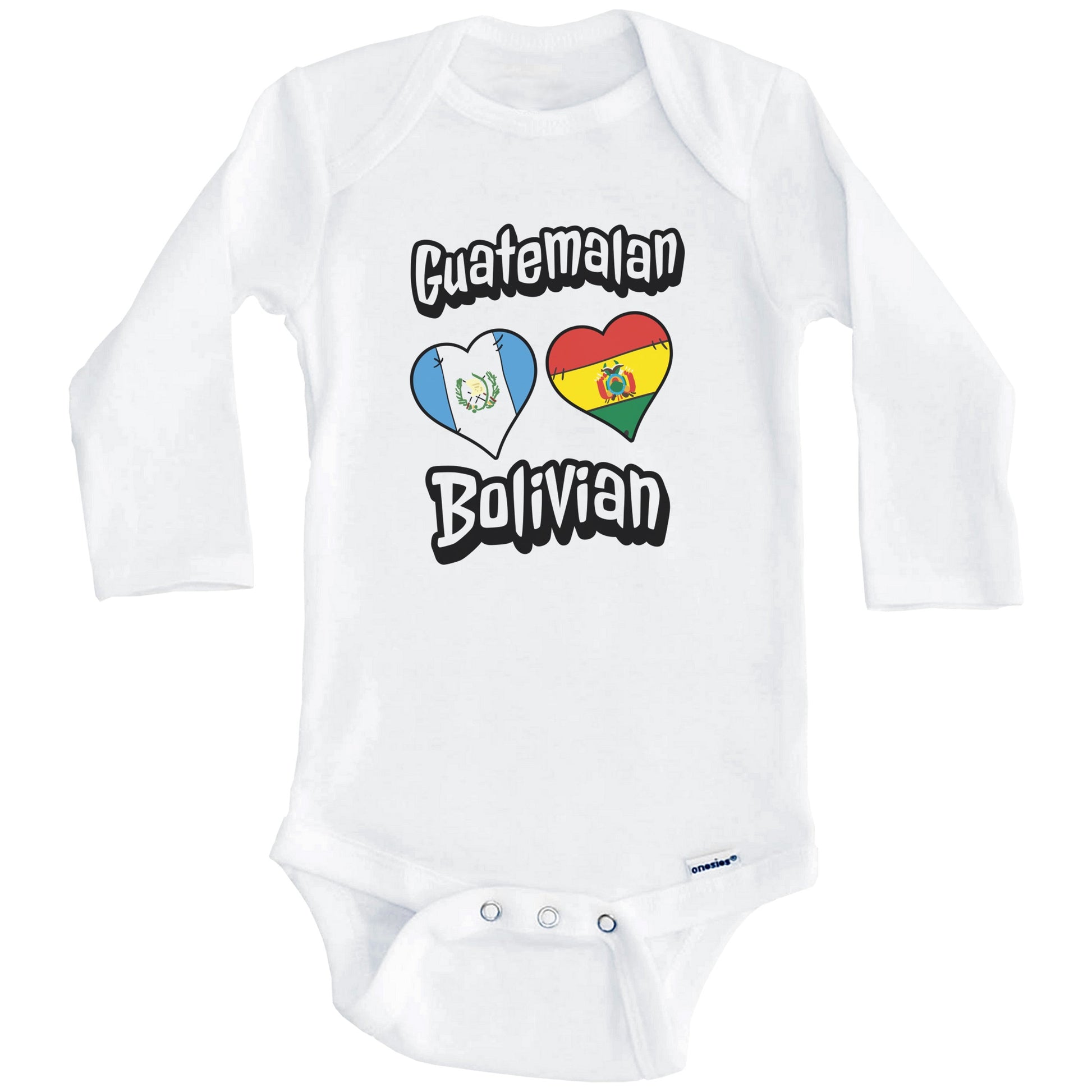 Guatemalan Bolivian Flag Heart Combo Guatemala Bolivia Baby Bodysuit (Long Sleeves)