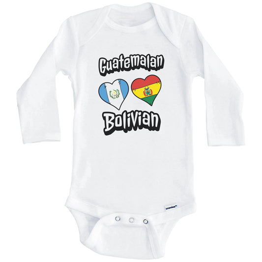 Guatemalan Bolivian Flag Heart Combo Guatemala Bolivia Baby Bodysuit (Long Sleeves)