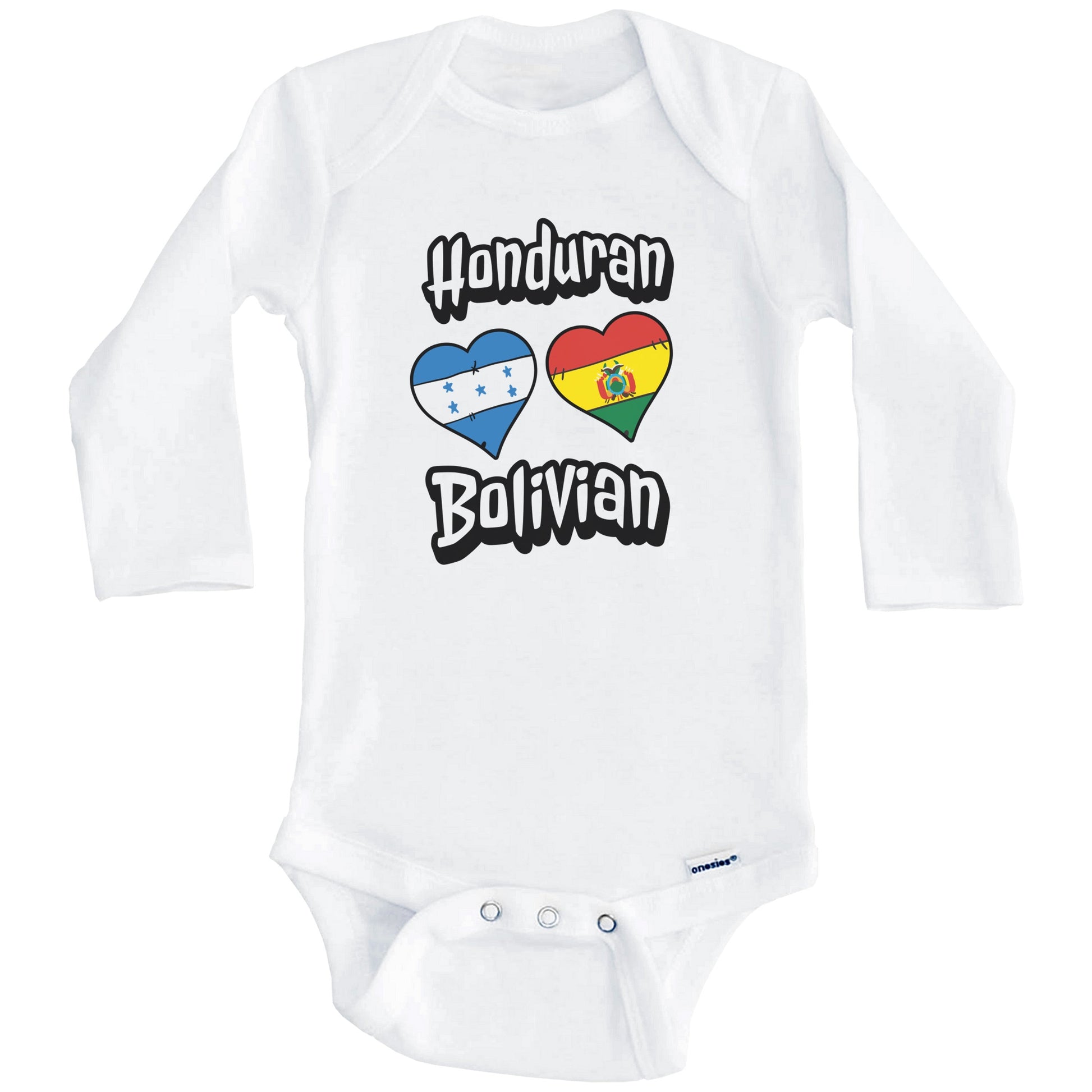 Honduran Bolivian Flag Heart Combo Honduras Bolivia Baby Bodysuit (Long Sleeves)