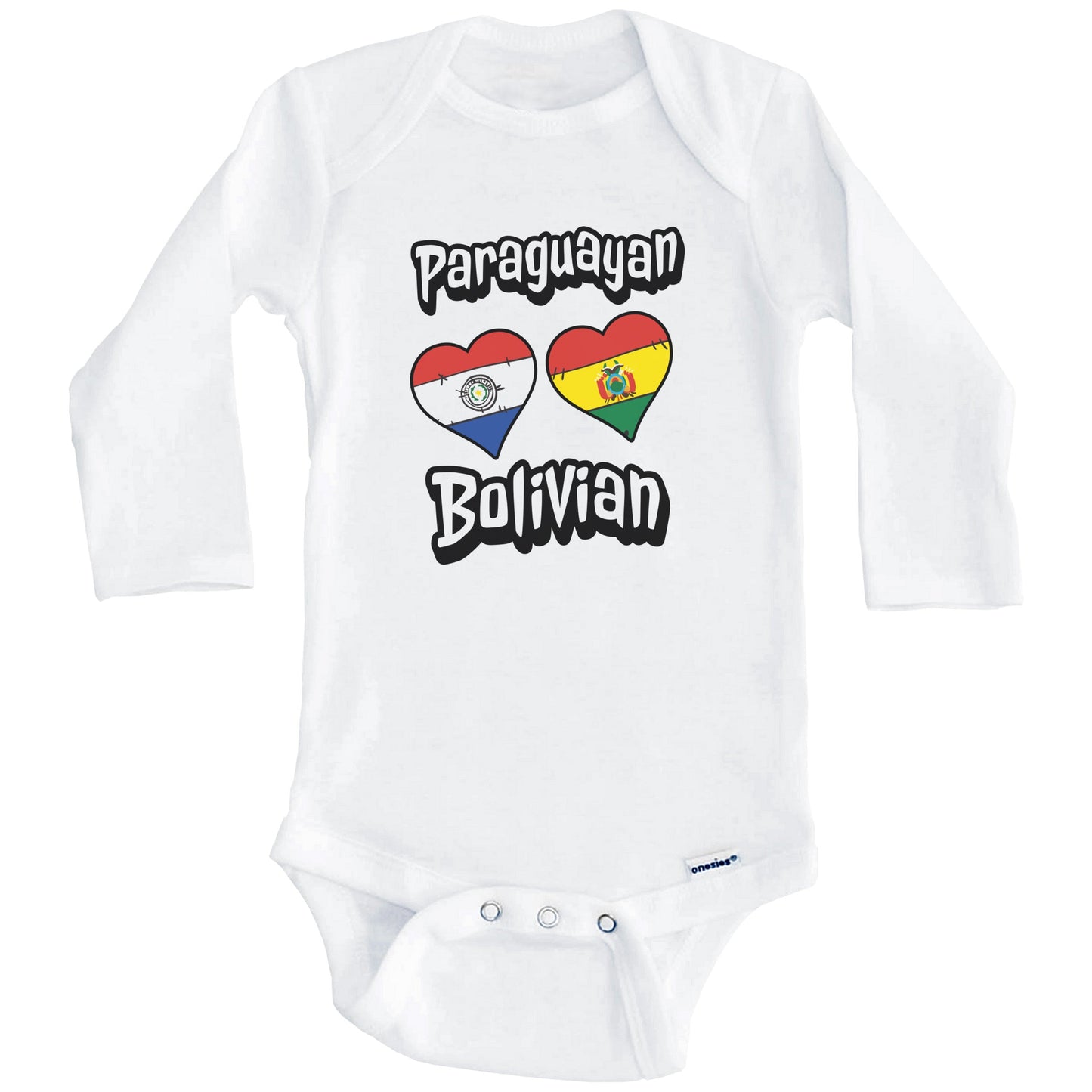 Paraguayan Bolivian Flag Heart Combo Paraguay Bolivia Baby Bodysuit (Long Sleeves)