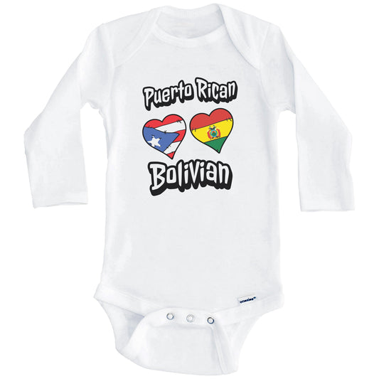 Puerto Rican Bolivian Flag Heart Combo Puerto Rico Bolivia Baby Bodysuit (Long Sleeves)