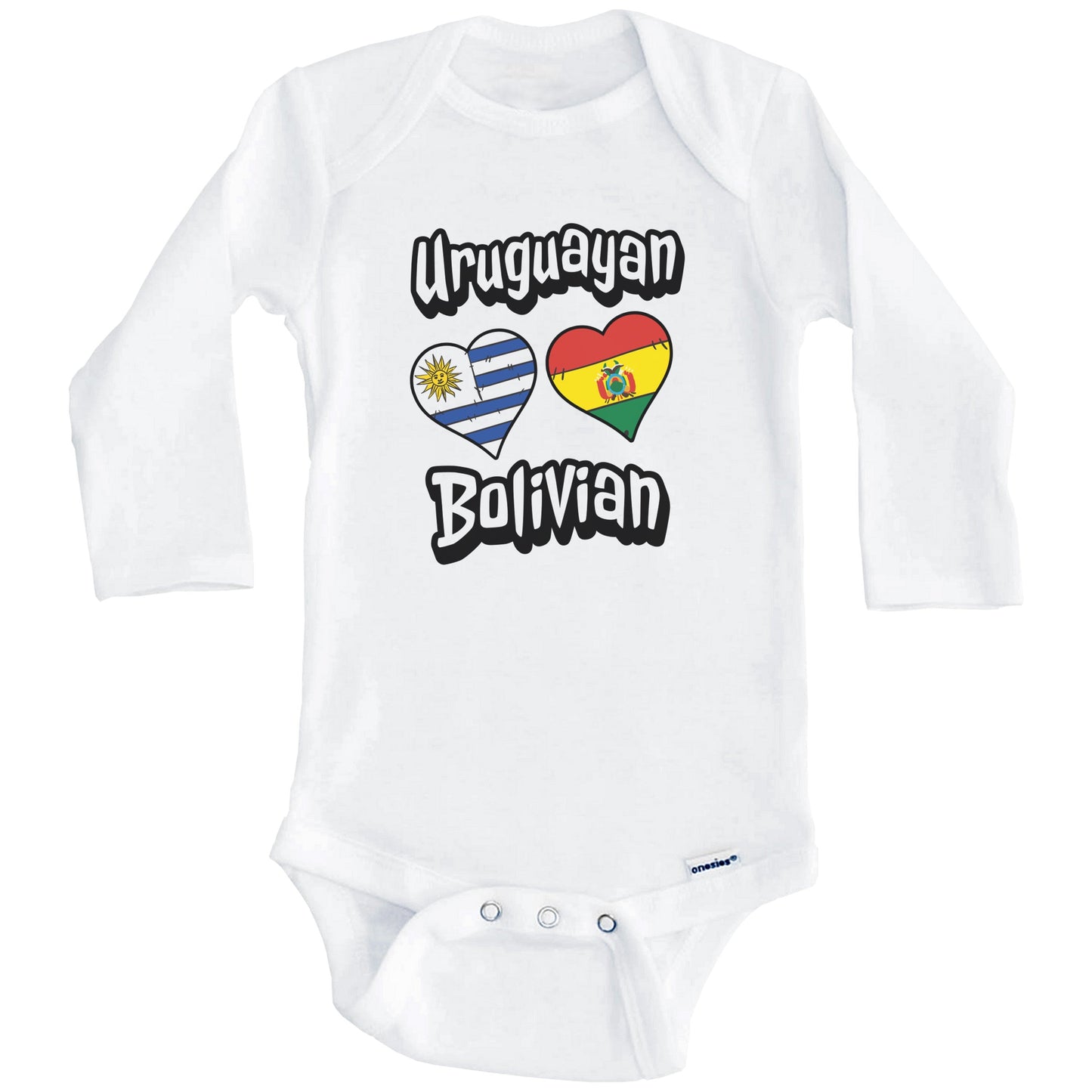 Uruguayan Bolivian Flag Heart Combo Uruguay Bolivia Baby Bodysuit (Long Sleeves)