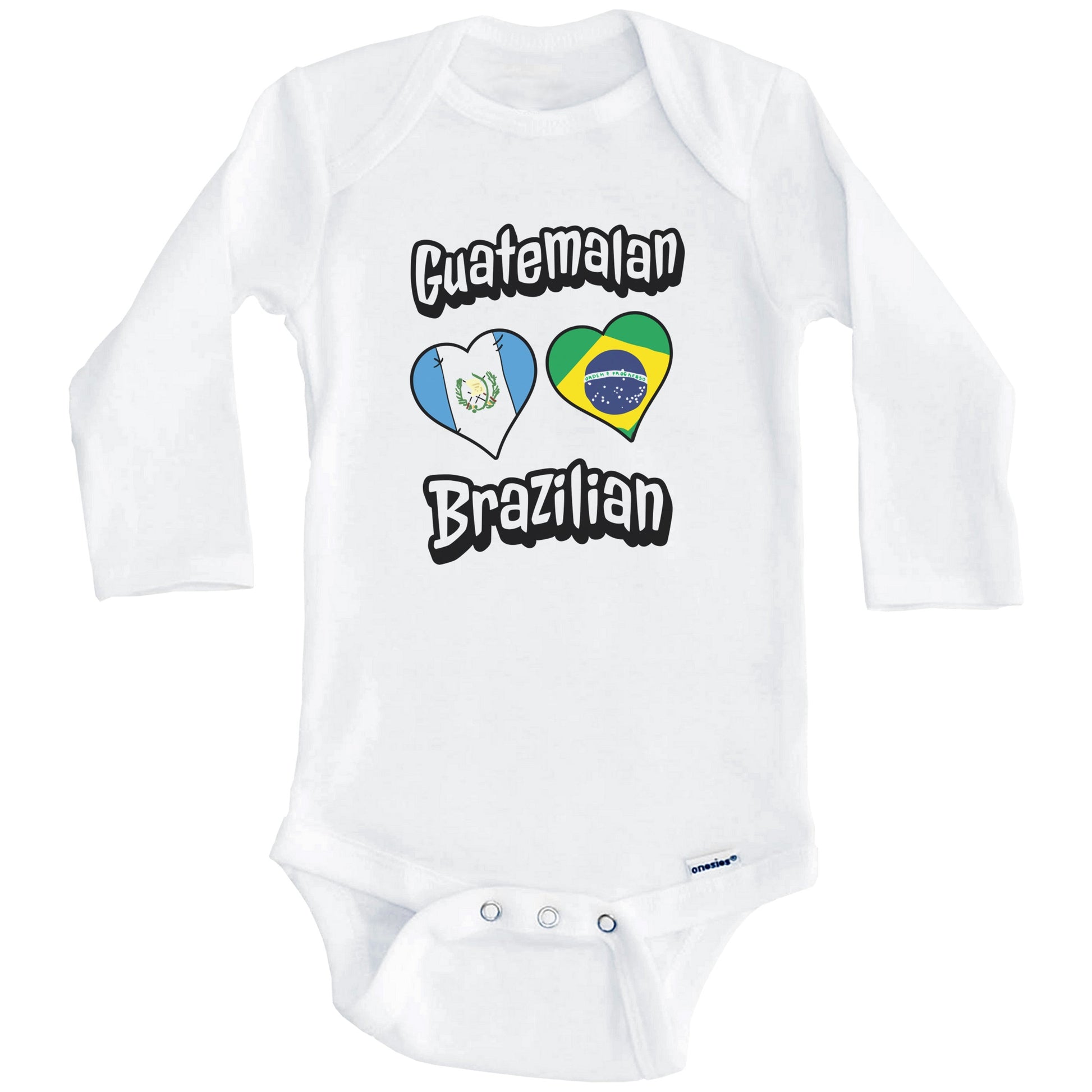 Guatemalan Brazilian Flag Heart Combo Guatemala Brazil Baby Bodysuit (Long Sleeves)