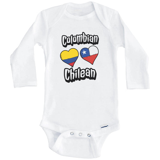 Colombian Chilean Flag Heart Combo Colombia Chile Baby Bodysuit (Long Sleeves)