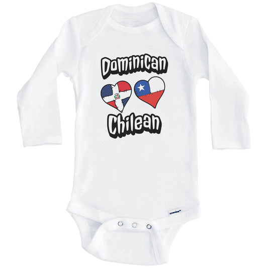 Dominican Chilean Flag Heart Combo Dominican Republic Chile Baby Bodysuit (Long Sleeves)