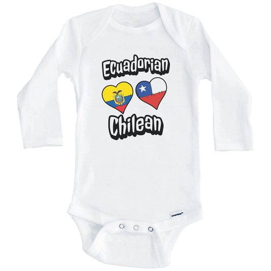Ecuadorian Chilean Flag Heart Combo Ecuador Chile Baby Bodysuit (Long Sleeves)
