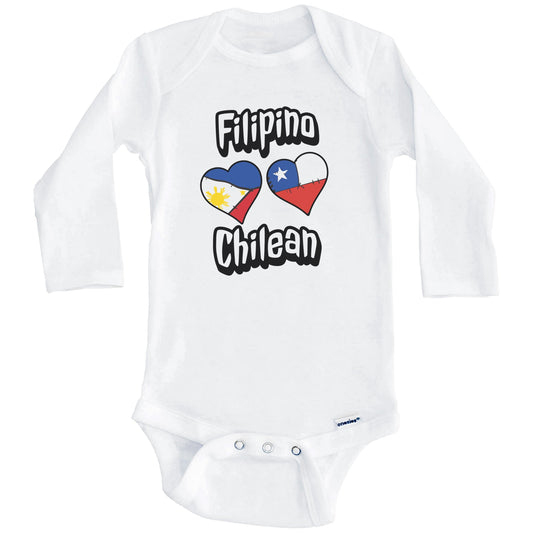 Filipino Chilean Flag Heart Combo Philippines Chile Baby Bodysuit (Long Sleeves)