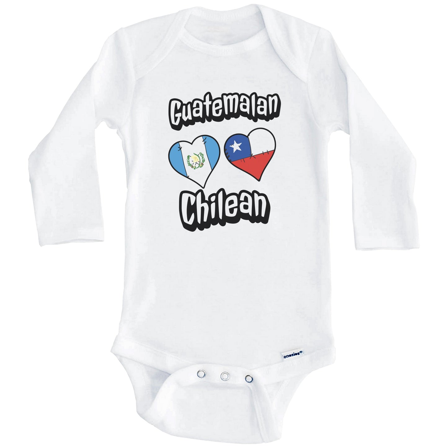 Guatemalan Chilean Flag Heart Combo Guatemala Chile Baby Bodysuit (Long Sleeves)