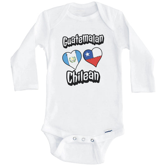 Guatemalan Chilean Flag Heart Combo Guatemala Chile Baby Bodysuit (Long Sleeves)