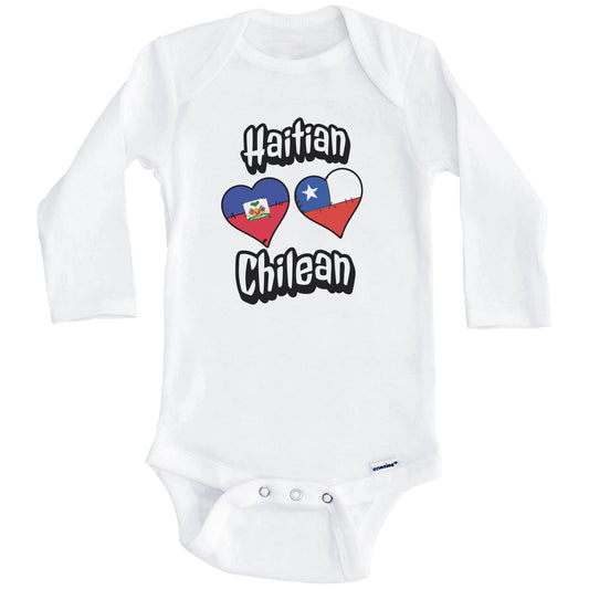 Haitian Chilean Flag Heart Combo Haiti Chile Baby Bodysuit (Long Sleeves)