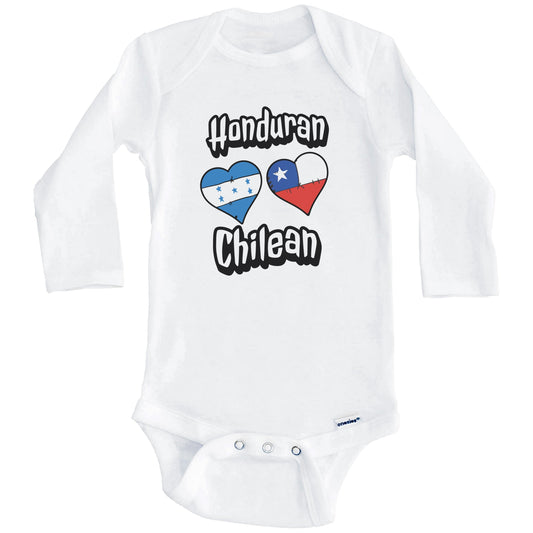 Honduran Chilean Flag Heart Combo Honduras Chile Baby Bodysuit (Long Sleeves)