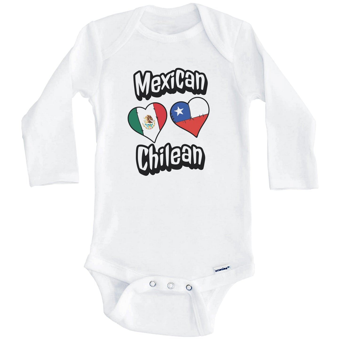 Mexican Chilean Flag Heart Combo Mexico Chile Baby Bodysuit (Long Sleeves)