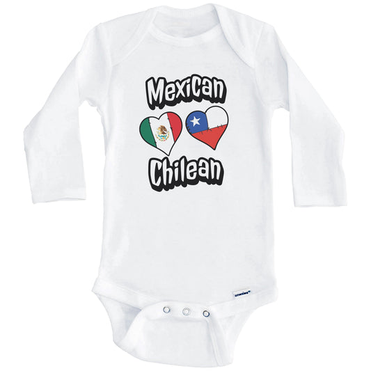 Mexican Chilean Flag Heart Combo Mexico Chile Baby Bodysuit (Long Sleeves)
