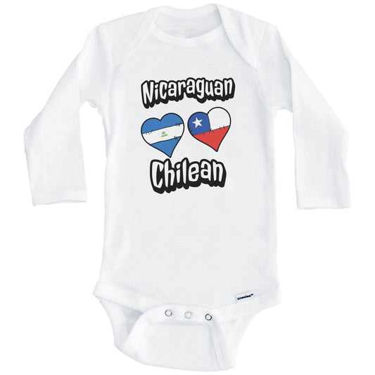 Nicaraguan Chilean Flag Heart Combo Nicaragua Chile Baby Bodysuit (Long Sleeves)