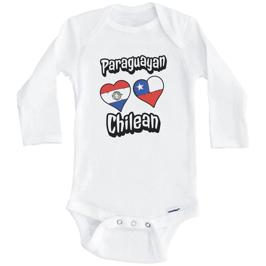 Paraguayan Chilean Flag Heart Combo Paraguay Chile Baby Bodysuit (Long Sleeves)