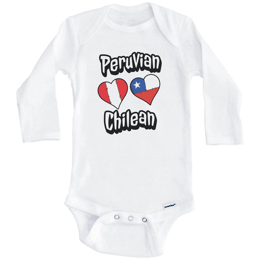 Peruvian Chilean Flag Heart Combo Peru Chile Baby Bodysuit (Long Sleeves)