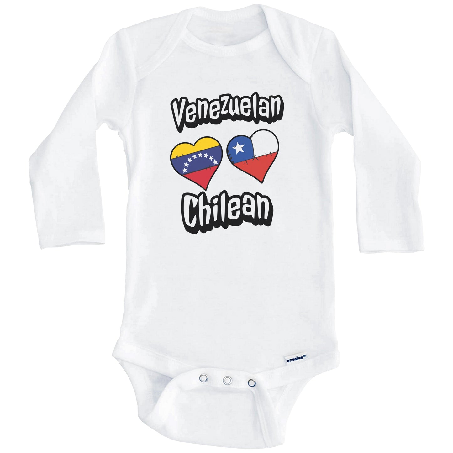 Venezuelan Chilean Flag Heart Combo Venezuela Chile Baby Bodysuit (Long Sleeves)