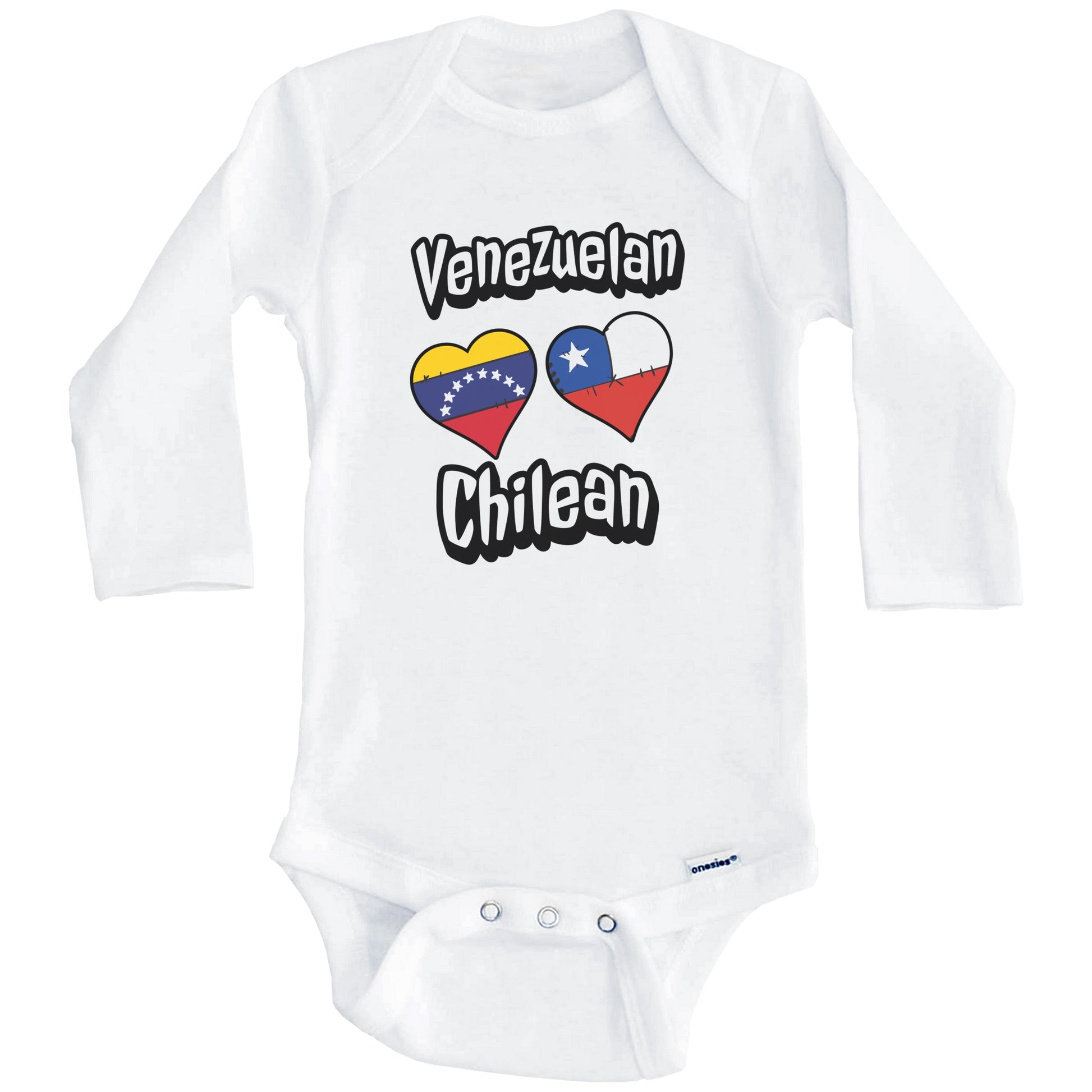 Venezuelan Chilean Flag Heart Combo Venezuela Chile Baby Bodysuit (Long Sleeves)