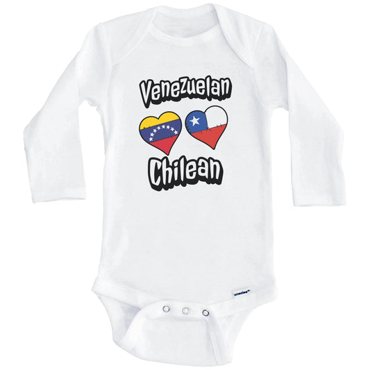 Venezuelan Chilean Flag Heart Combo Venezuela Chile Baby Bodysuit (Long Sleeves)