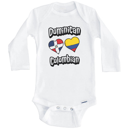 Dominican Colombian Flag Hearts Dominican Republic Colombia Baby Bodysuit (Long Sleeves)