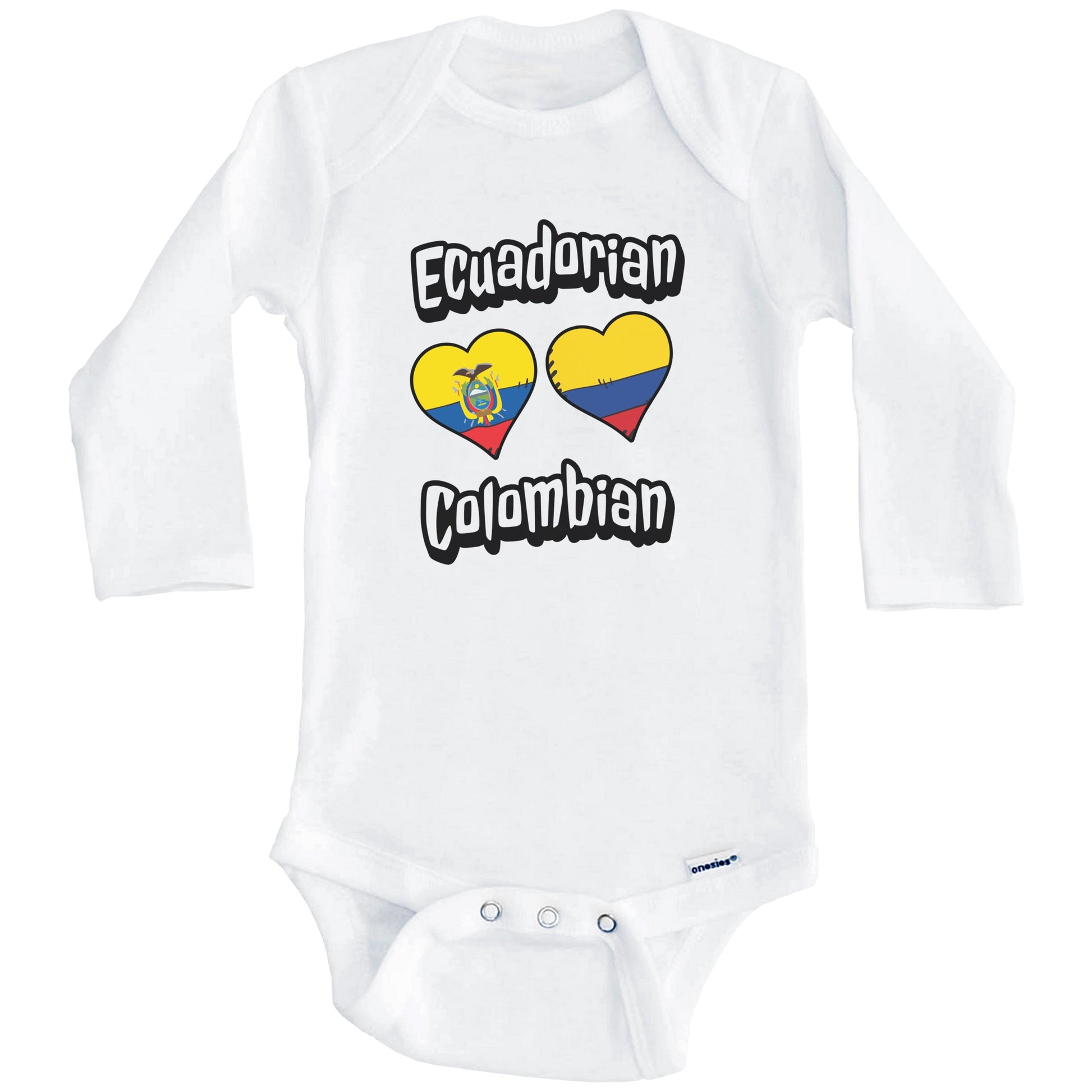 Ecuadorian Colombian Flag Heart Combo Ecuador Colombia Baby Bodysuit (Long Sleeves)
