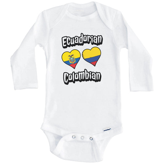 Ecuadorian Colombian Flag Heart Combo Ecuador Colombia Baby Bodysuit (Long Sleeves)