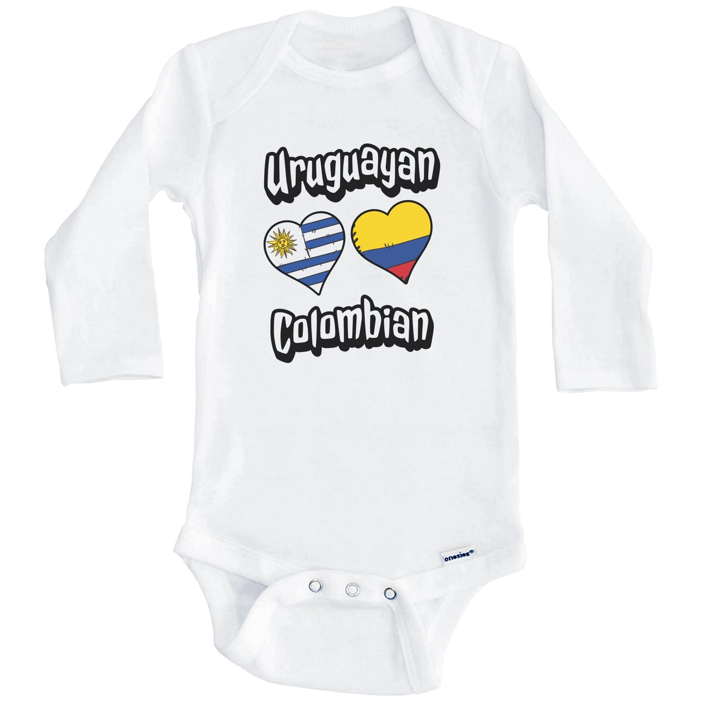 Uruguayan Colombian Flag Heart Combo Uruguay Colombia Baby Bodysuit (Long Sleeves)