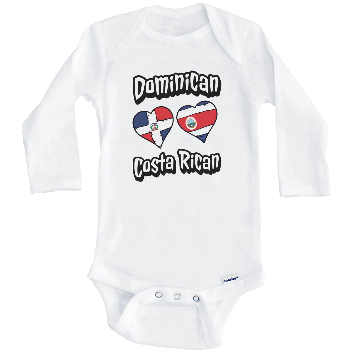 Dominican Costa Rican Hearts Dominican Republic Costa Rica Baby Bodysuit (Long Sleeves)