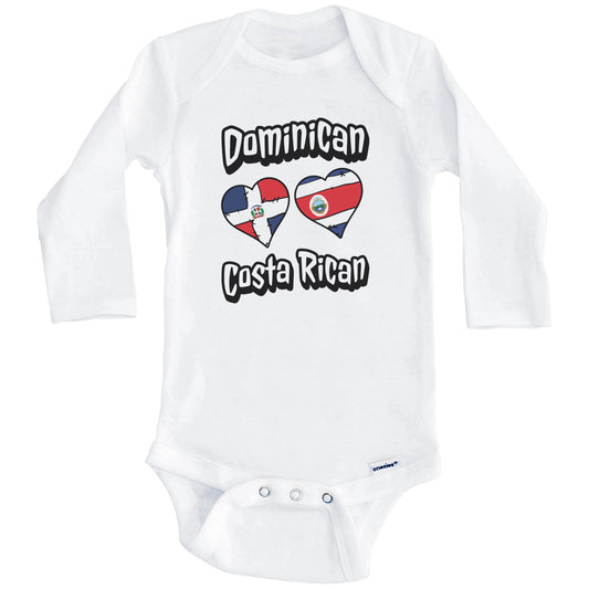 Dominican Costa Rican Hearts Dominican Republic Costa Rica Baby Bodysuit (Long Sleeves)