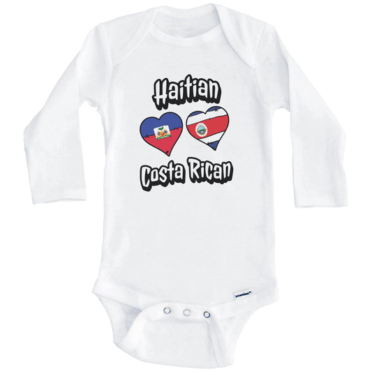 Haitian Costa Rican Flag Heart Combo Haiti Costa Rica Baby Bodysuit (Long Sleeves)