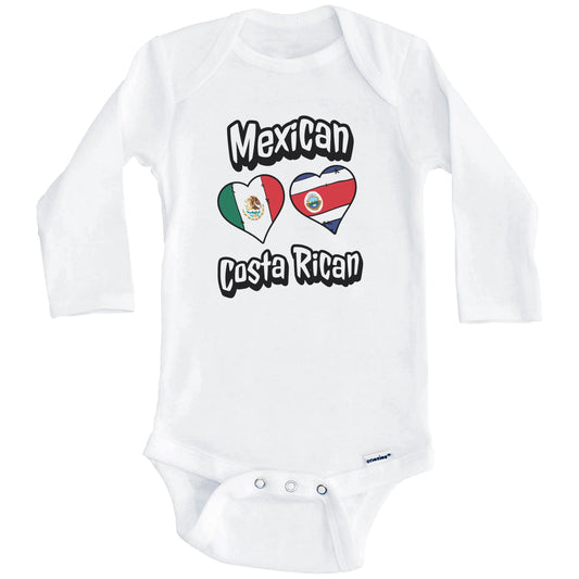 Mexican Costa Rican Flag Heart Combo Mexico Costa Rica Baby Bodysuit (Long Sleeves)