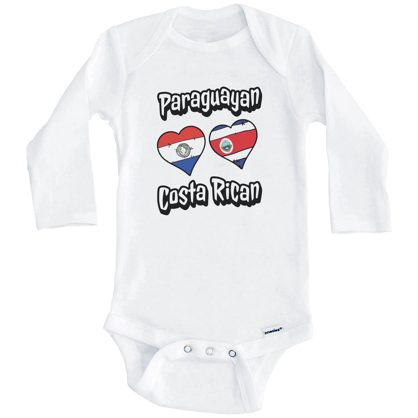 Paraguayan Costa Rican Flag Heart Combo Paraguay Costa Rica Baby Bodysuit (Long Sleeves)