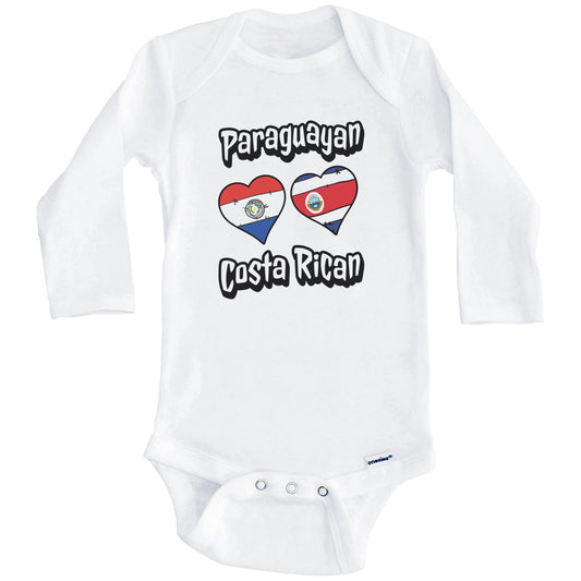 Paraguayan Costa Rican Flag Heart Combo Paraguay Costa Rica Baby Bodysuit (Long Sleeves)