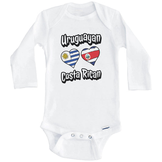 Uruguayan Costa Rican Flag Heart Combo Uruguay Costa Rica Baby Bodysuit (Long Sleeves)