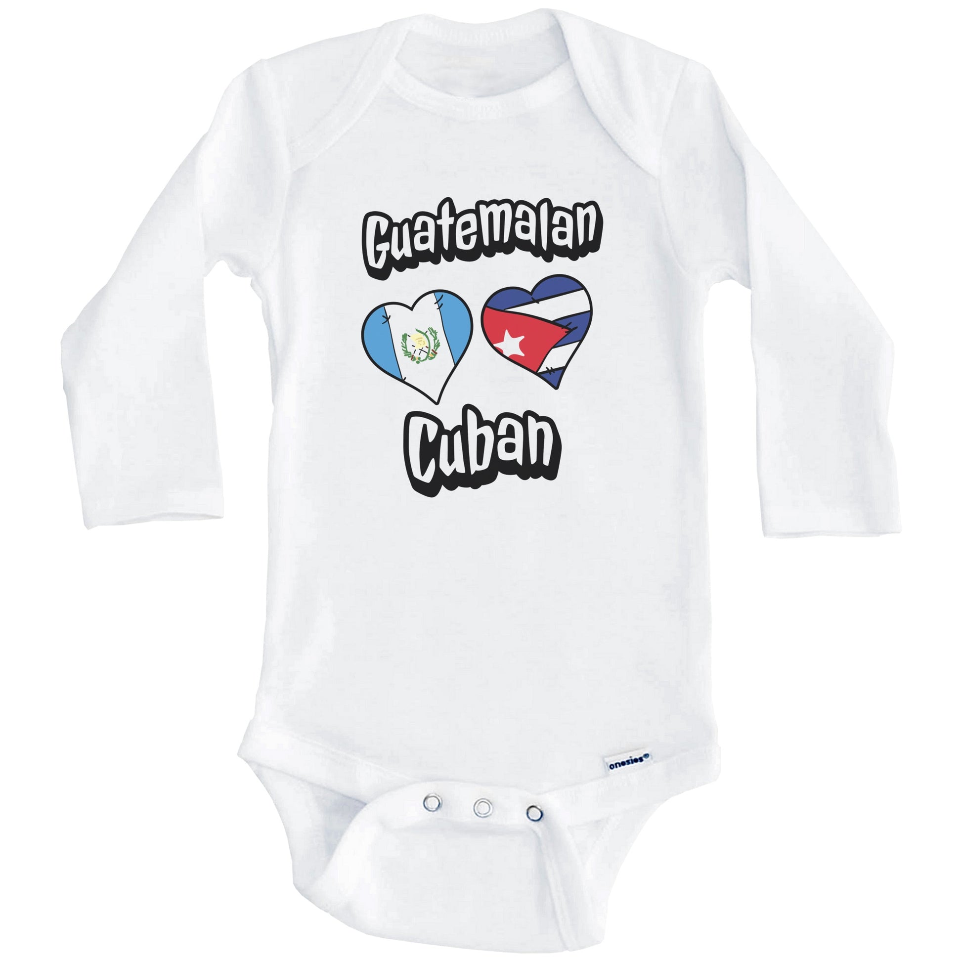 Guatemalan Cuban Flag Heart Combo Guatemala Cuba Baby Bodysuit (Long Sleeves)