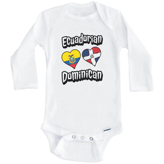 Ecuadorian Dominican Flag Hearts Ecuador Dominican Republic Baby Bodysuit (Long Sleeves)