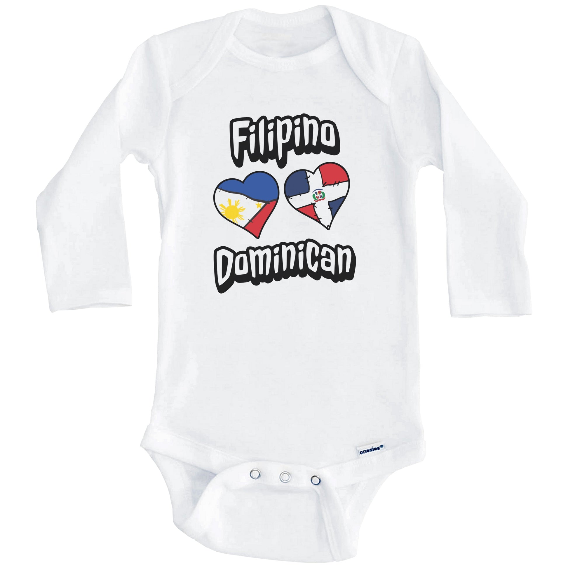 Filipino Dominican Hearts Philippines Dominican Republic Baby Bodysuit (Long Sleeves)