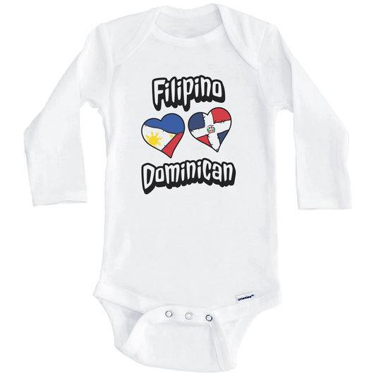 Filipino Dominican Hearts Philippines Dominican Republic Baby Bodysuit (Long Sleeves)