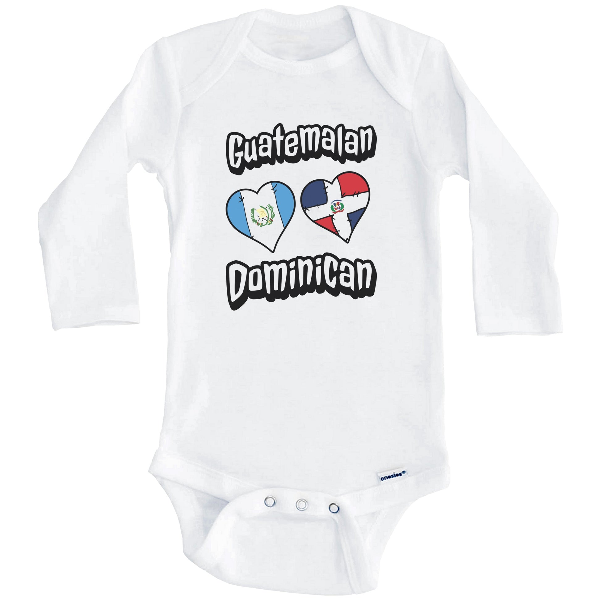 Guatemalan Dominican Hearts Guatemala Dominican Republic Baby Bodysuit (Long Sleeves)
