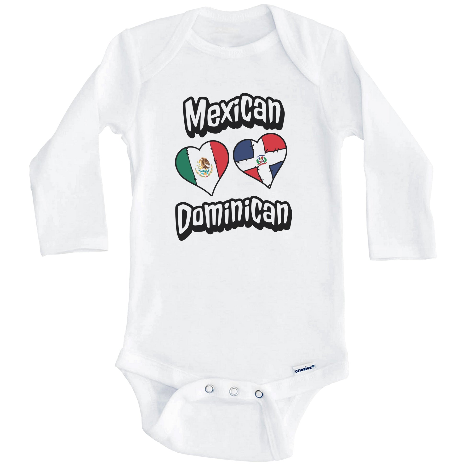 Mexican Dominican Flag Heart Combo Mexico Dominican Republic Baby Bodysuit (Long Sleeves)