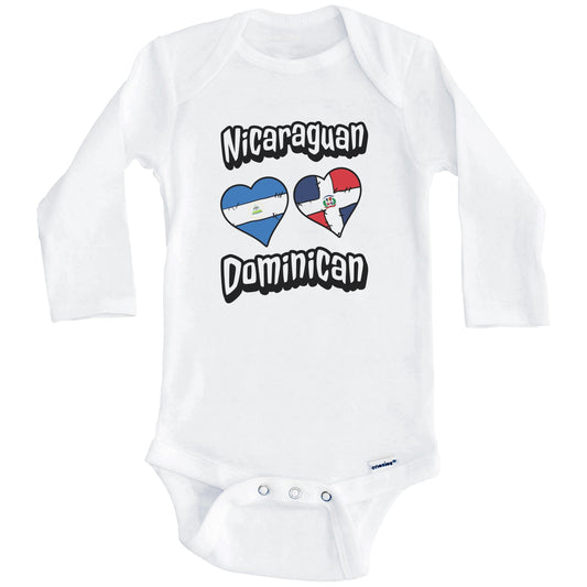 Nicaraguan Dominican Hearts Nicaragua Dominican Republic Baby Bodysuit (Long Sleeves)