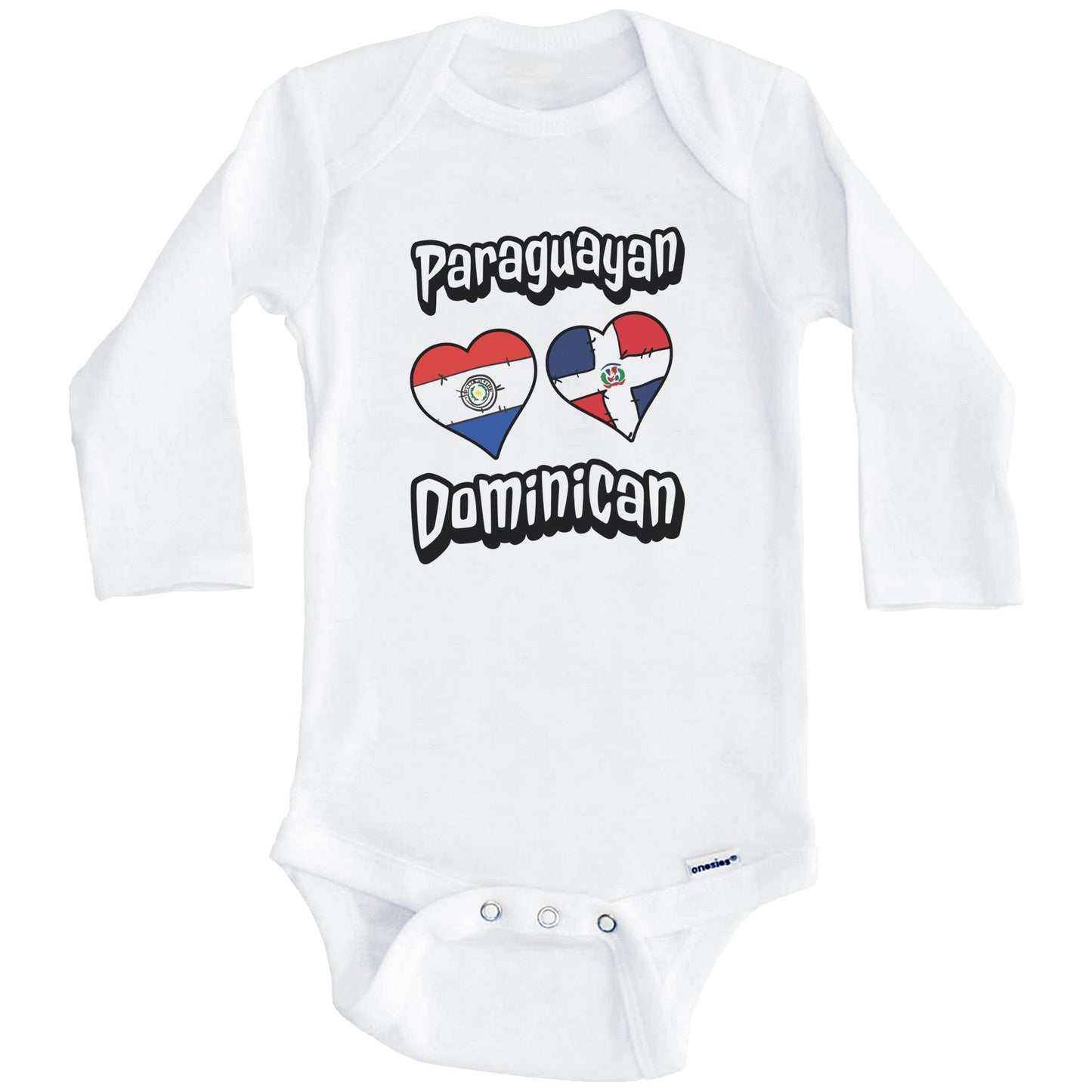 Paraguayan Dominican Flag Hearts Paraguay Dominican Republic Baby Bodysuit (Long Sleeves)