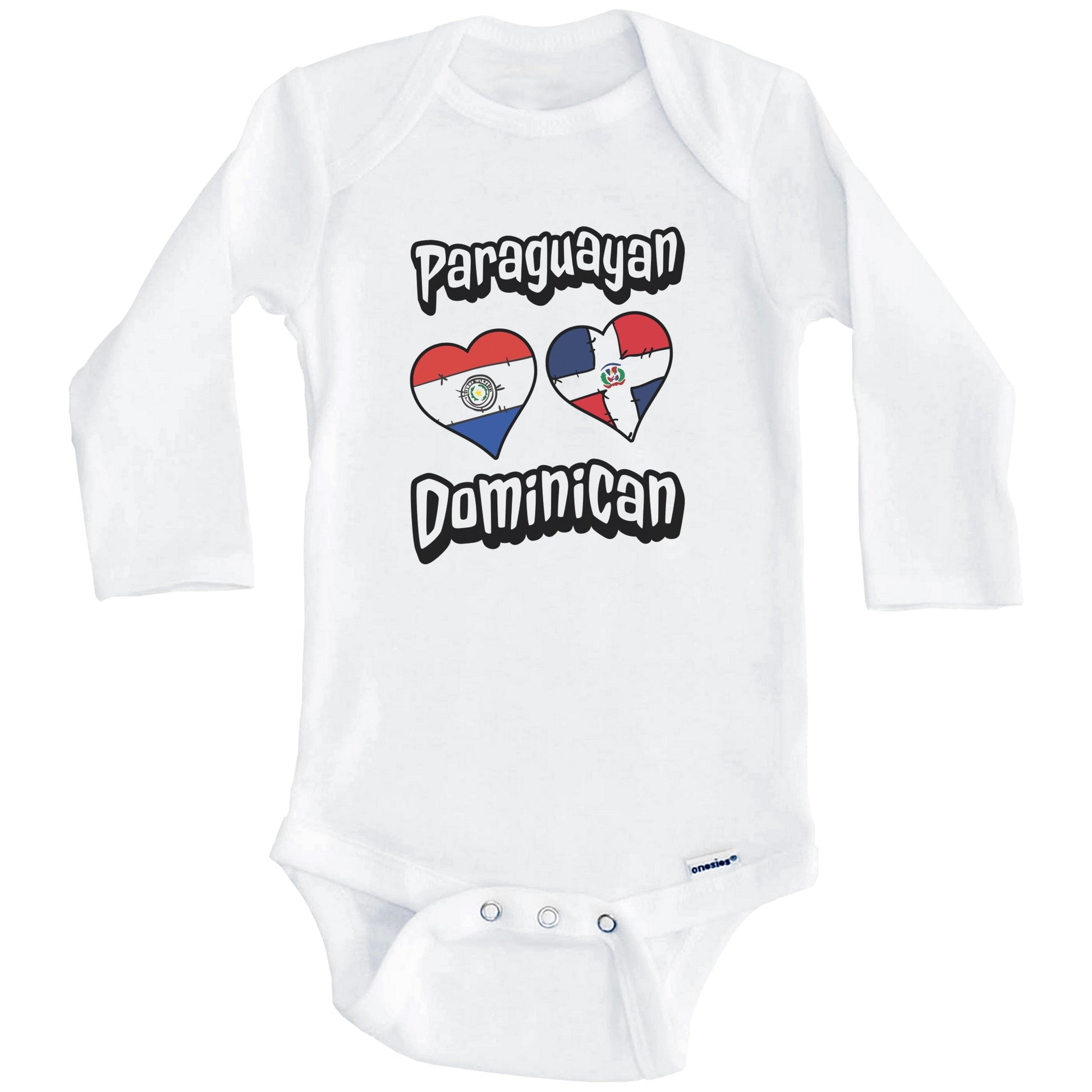 Paraguayan Dominican Flag Hearts Paraguay Dominican Republic Baby Bodysuit (Long Sleeves)