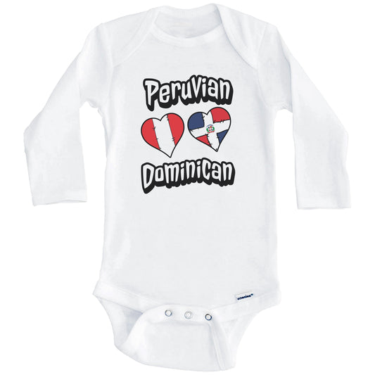 Peruvian Dominican Flag Heart Combo Peru Dominican Republic Baby Bodysuit (Long Sleeves)