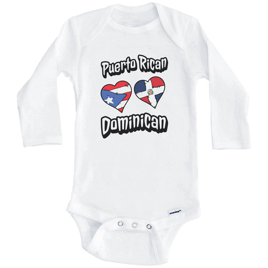 Puerto Rican Dominican Hearts Puerto Rico Dominican Republic Baby Bodysuit (Long Sleeves)