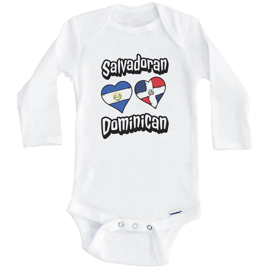 Salvadoran Dominican Hearts El Salvador Dominican Republic Baby Bodysuit (Long Sleeves)